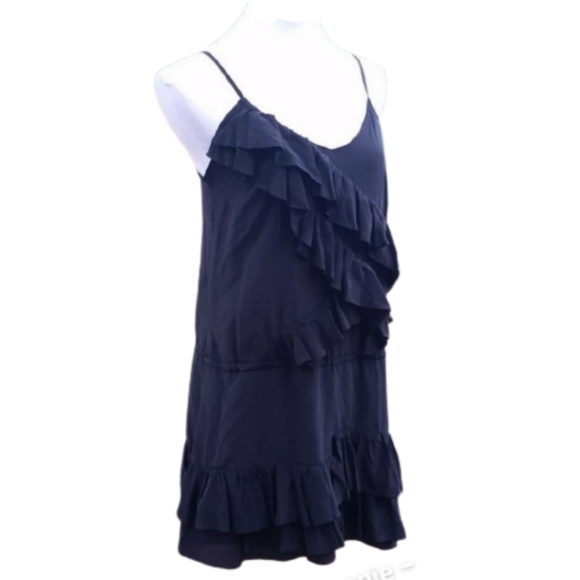 Banana Republic Dresses & Skirts - Dress Silk Tiered Festival Black Charcoal Grey Sz M BANANA REPUBLIC